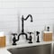 Kingston Brass Bridge Kitchen Faucet with Brass Sprayer, Oil Rubbed Bronze KS7755TXBS - alternate 3